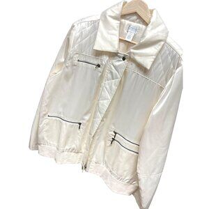 Zenergy NWT Vintage Y2K Ivory Satin Bomber Jacket